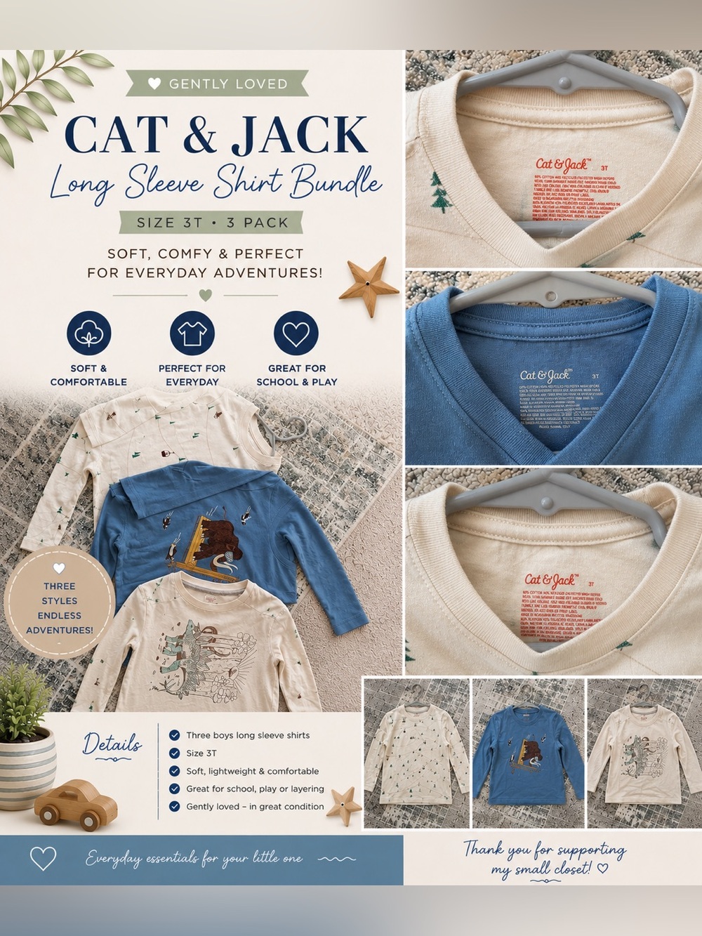 Cat & Jack Long Sleeve Shirt Bundle